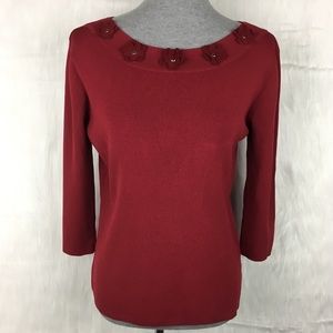 ✨Joseph A. Red Flower Neckline Top